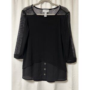 Joseph Ribkoff Mesh Black Tunic Flowy 10 Top Shirt